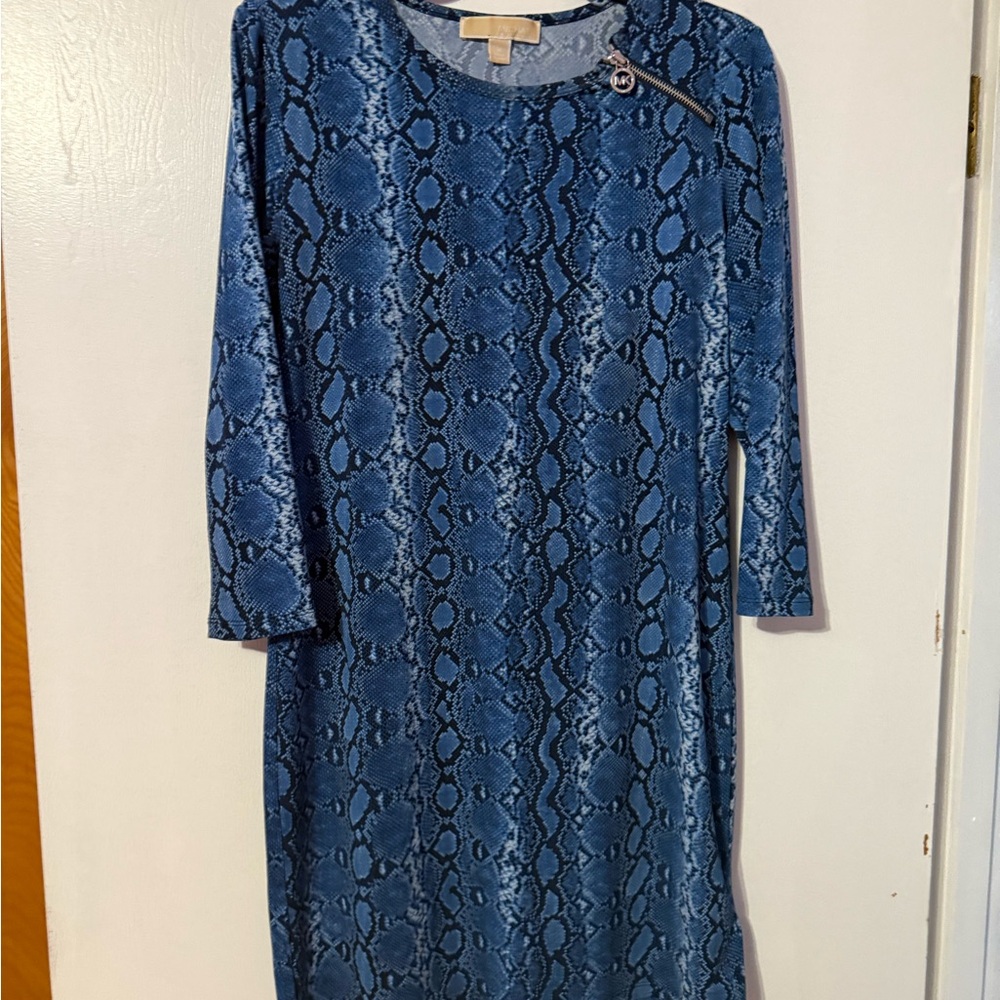 Blue Michael Kors Snake Print Dress